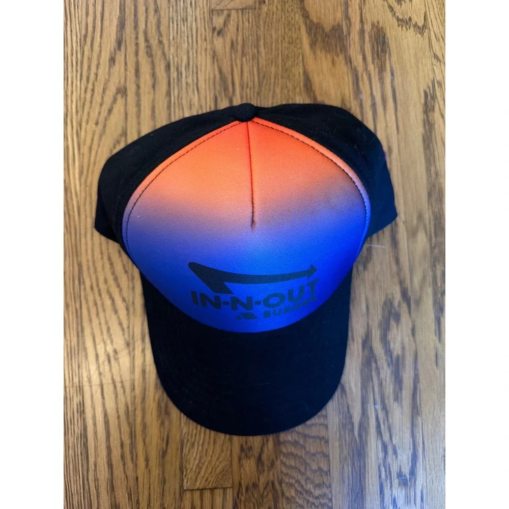 In-N-Out Burger 75th Anniversary Hat Sunset Gradient Snapback Black Trucker Cap
